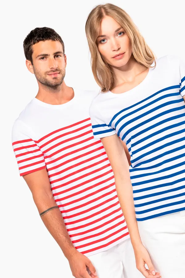 T-Shirt im Marine-Stil mit Rundhalsausschnitt Bio Herren