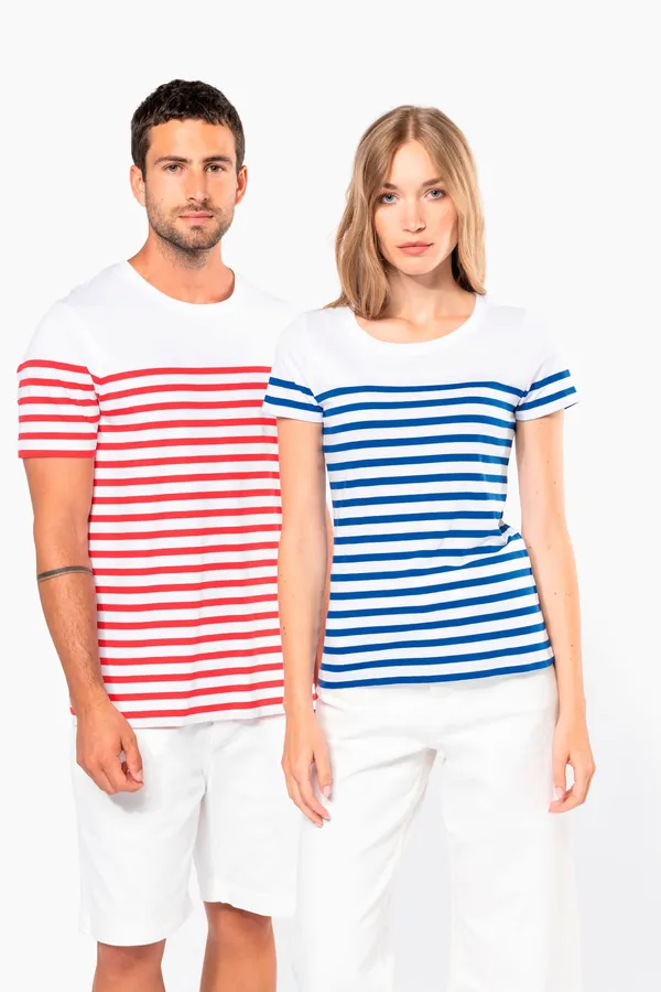 T-Shirt im Marine-Stil mit Rundhalsausschnitt Bio Herren