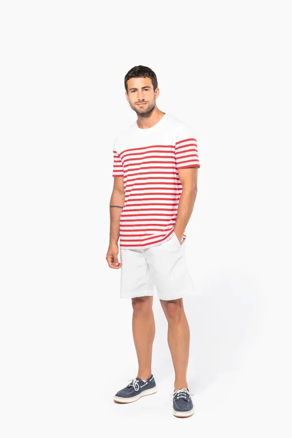 T-Shirt im Marine-Stil mit Rundhalsausschnitt Bio Herren