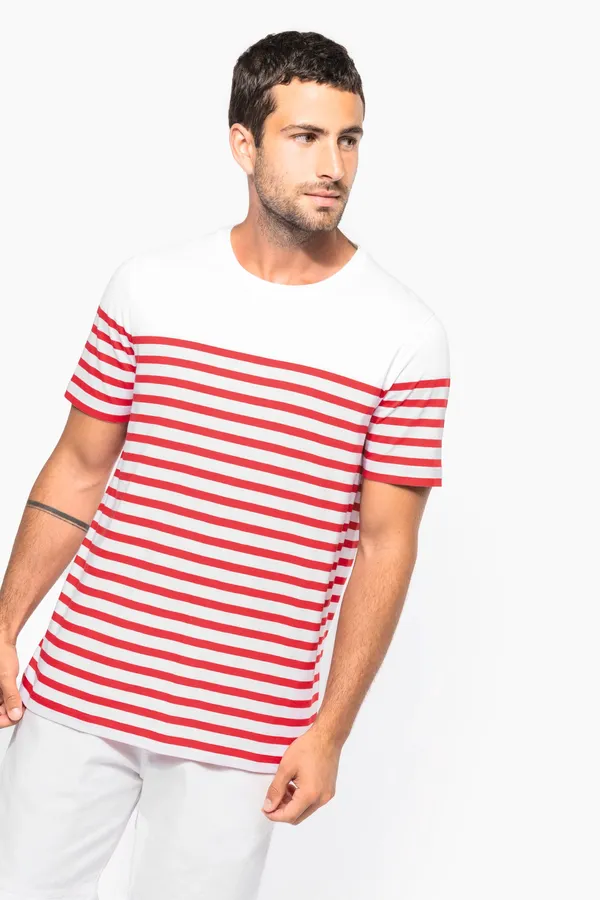 T-Shirt im Marine-Stil mit Rundhalsausschnitt Bio Herren