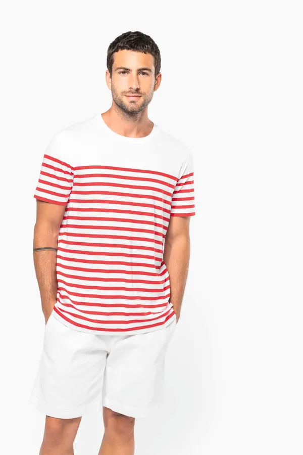 T-Shirt im Marine-Stil mit Rundhalsausschnitt Bio Herren