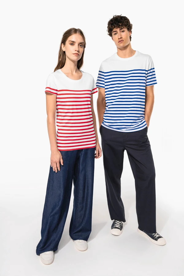 T-Shirt im Marine-Stil mit Rundhalsausschnitt Bio Herren