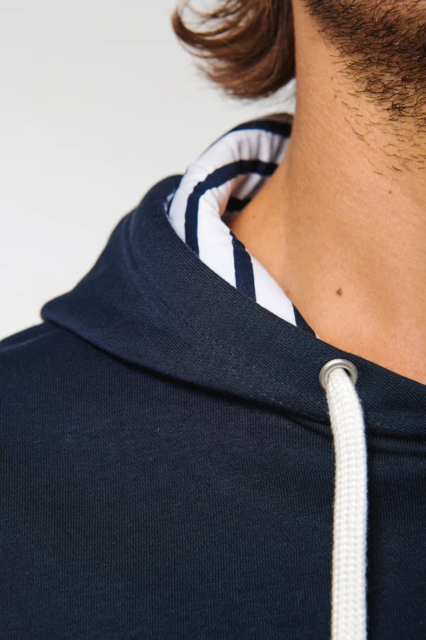 Unisex-Kapuzensweatshirt mit kontrastfarbener Kapuze und Motiven