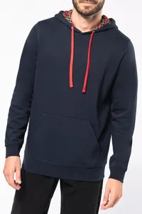Unisex-Kapuzensweatshirt mit kontrastfarbener Kapuze und Motiven