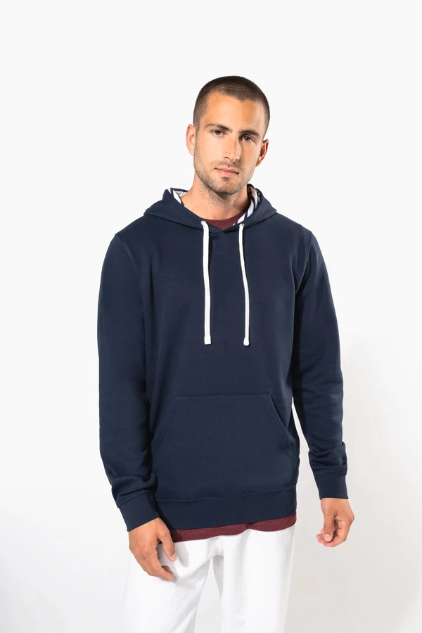 Unisex-Kapuzensweatshirt mit kontrastfarbener Kapuze und Motiven