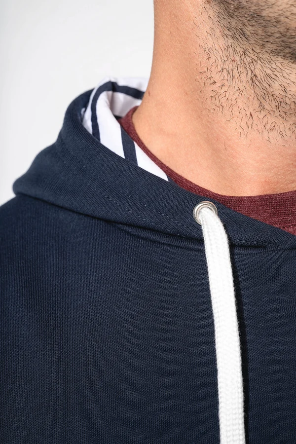 Unisex-Kapuzensweatshirt mit kontrastfarbener Kapuze und Motiven