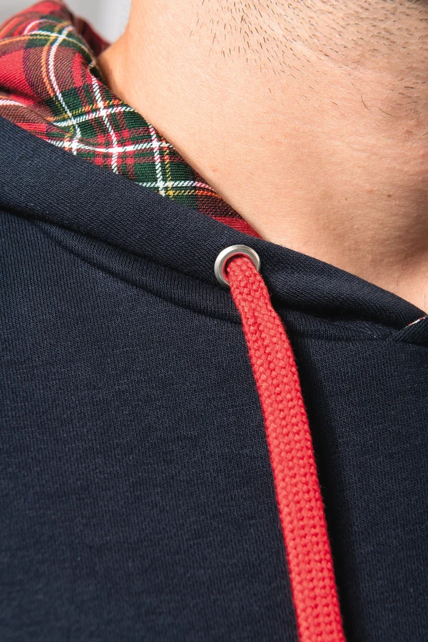 Unisex-Kapuzensweatshirt mit kontrastfarbener Kapuze und Motiven