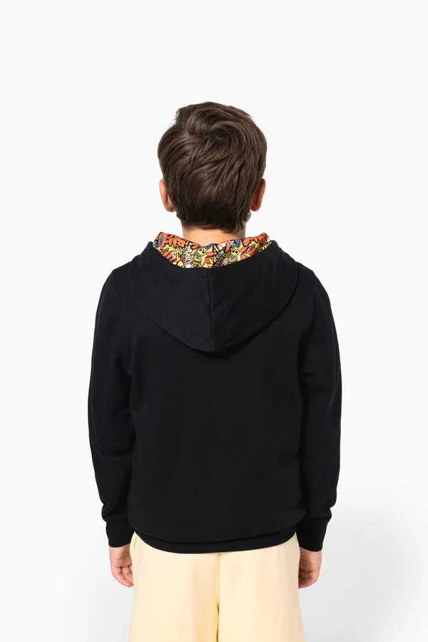Kapuzensweatshirt mit kontrastfarbener Kapuze und Motiven für Kinder