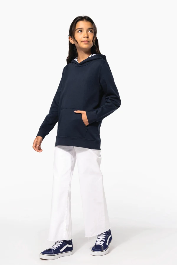 Kapuzensweatshirt mit kontrastfarbener Kapuze und Motiven für Kinder