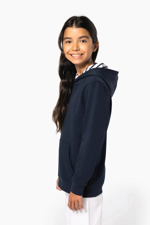 Kapuzensweatshirt mit kontrastfarbener Kapuze und Motiven für Kinder