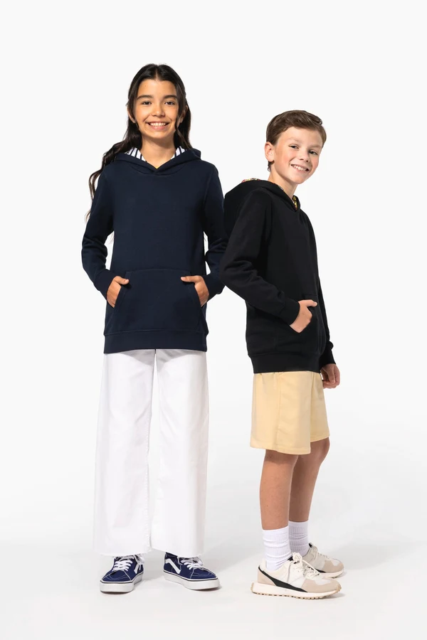 Kapuzensweatshirt mit kontrastfarbener Kapuze und Motiven für Kinder
