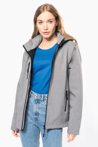 3-lagige Unisex-Softshell-Jacke mit Kapuze und abnehmbaren Ärmeln