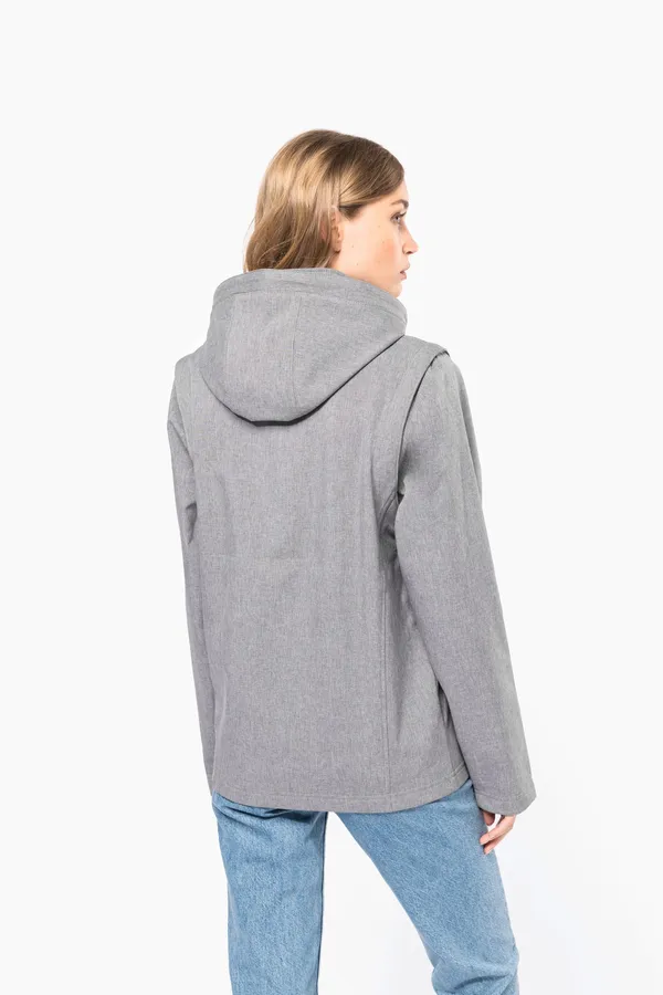 3-lagige Unisex-Softshell-Jacke mit Kapuze und abnehmbaren Ärmeln