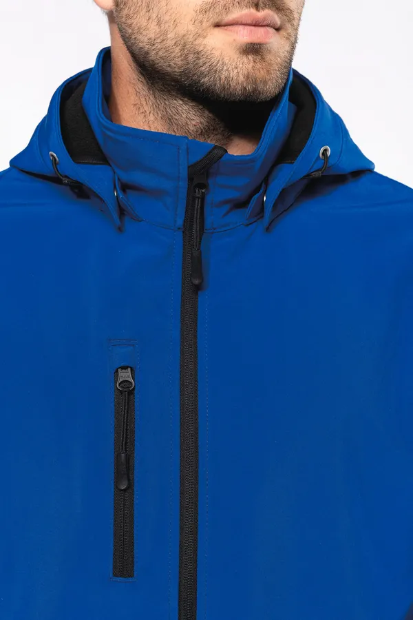 3-lagige Unisex-Softshell-Jacke mit Kapuze und abnehmbaren Ärmeln