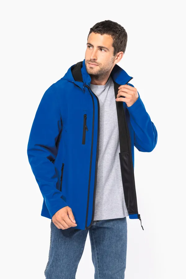 3-lagige Unisex-Softshell-Jacke mit Kapuze und abnehmbaren Ärmeln