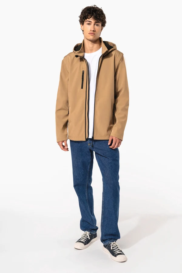 3-lagige Unisex-Softshell-Jacke mit Kapuze und abnehmbaren Ärmeln