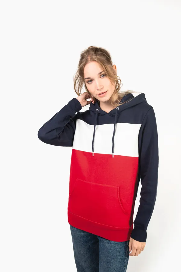 Dreifarbiges Kapuzensweatshirt, Unisex
