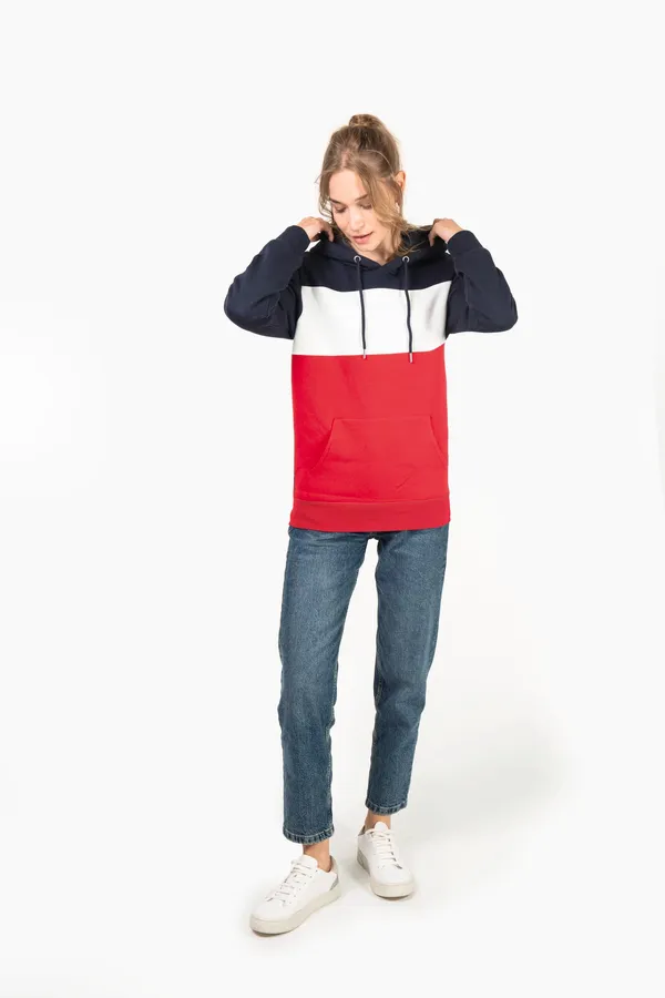 Dreifarbiges Kapuzensweatshirt, Unisex