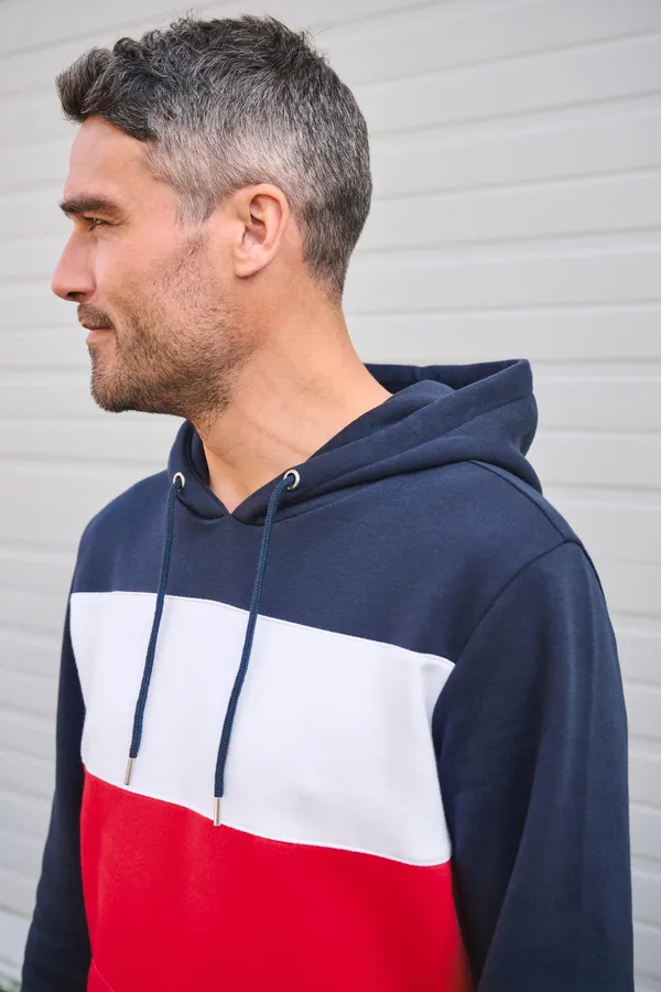 Dreifarbiges Kapuzensweatshirt, Unisex