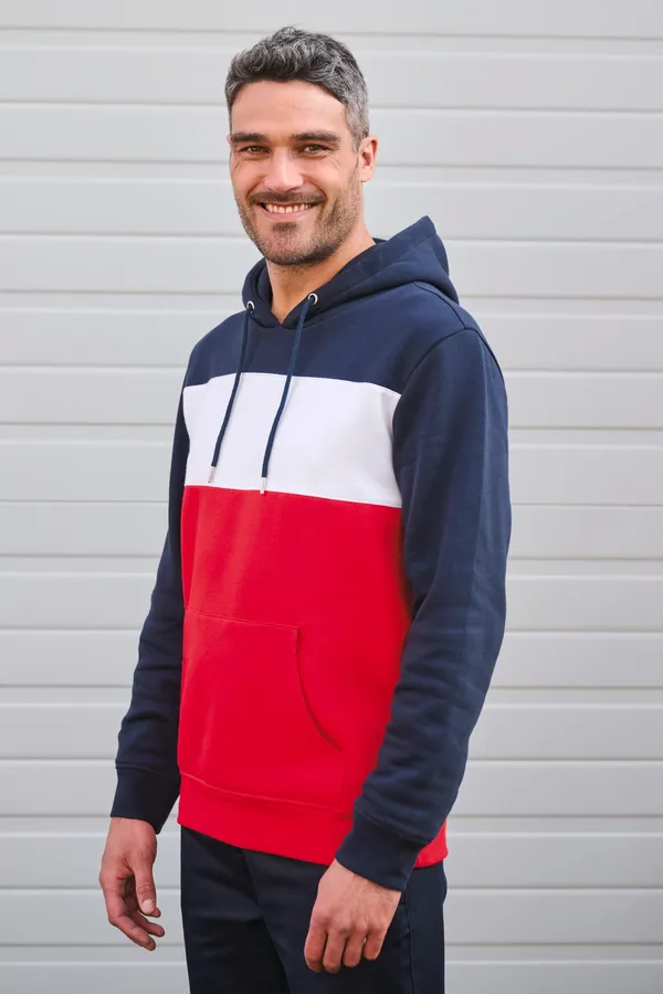 Dreifarbiges Kapuzensweatshirt, Unisex