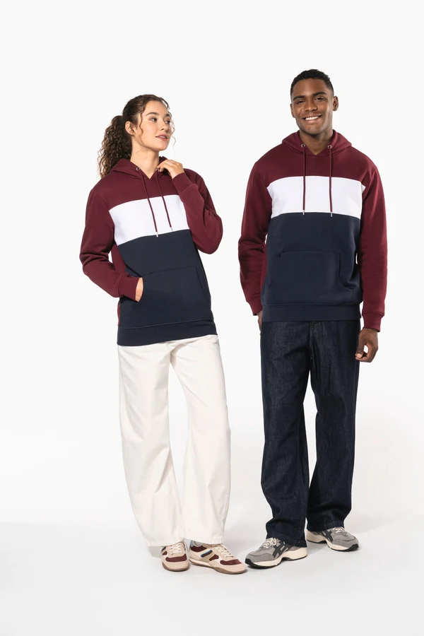 Dreifarbiges Kapuzensweatshirt, Unisex