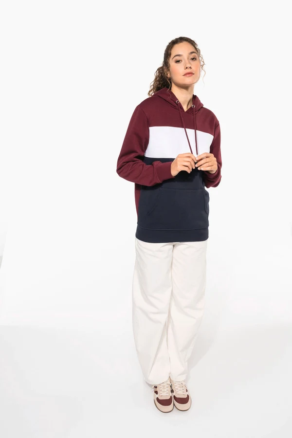 Dreifarbiges Kapuzensweatshirt, Unisex