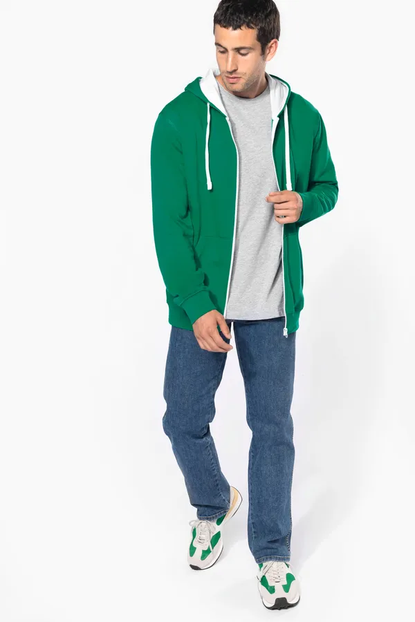 HERREN-KAPUZENSWEATSHIRT BICOLOR mit Reißverschluss