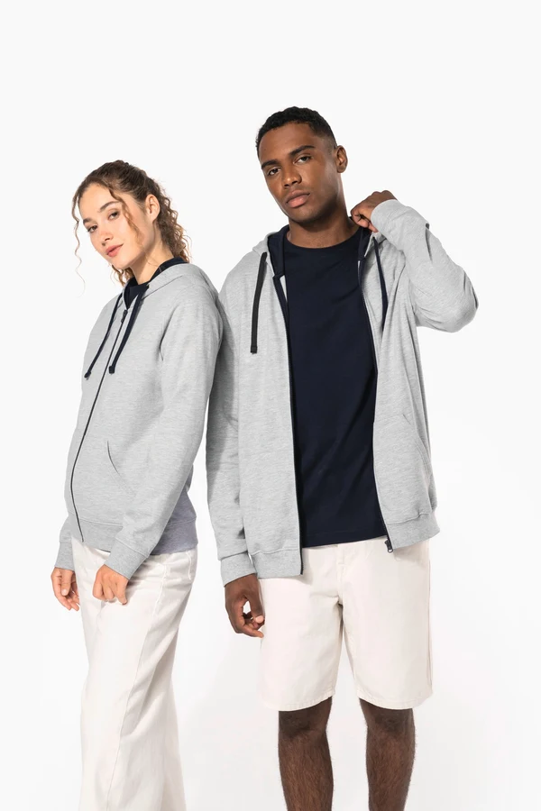 HERREN-KAPUZENSWEATSHIRT BICOLOR mit Reißverschluss