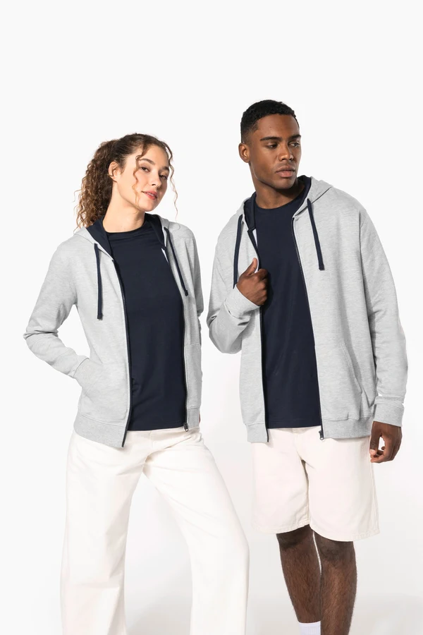 HERREN-KAPUZENSWEATSHIRT BICOLOR mit Reißverschluss