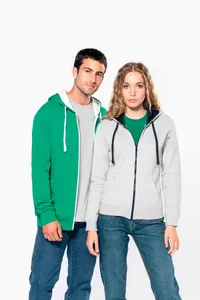 DAMEN-KAPUZENSWEATSHIRT BICOLOR mit Reißverschluss