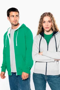 DAMEN-KAPUZENSWEATSHIRT BICOLOR mit Reißverschluss