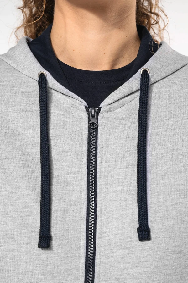 DAMEN-KAPUZENSWEATSHIRT BICOLOR mit Reißverschluss