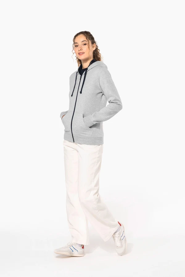DAMEN-KAPUZENSWEATSHIRT BICOLOR mit Reißverschluss