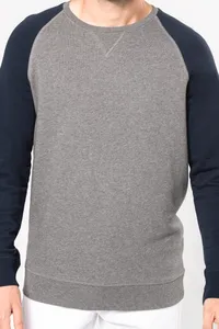 Zweifarbiges Herren-Sweatshirt French Terry BIO mit Rundhalsausschnitt und Raglanärmeln