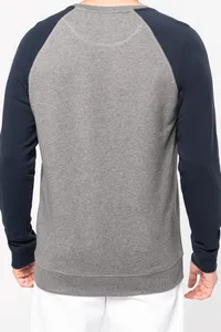 Zweifarbiges Herren-Sweatshirt French Terry BIO mit Rundhalsausschnitt und Raglanärmeln