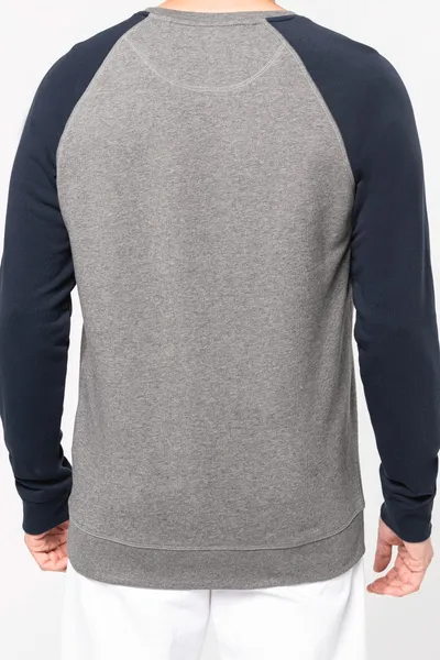Zweifarbiges Herren-Sweatshirt French Terry BIO mit Rundhalsausschnitt und Raglanärmeln