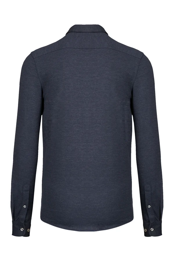 Jacquard Strickhemd langarm Jacquard blue