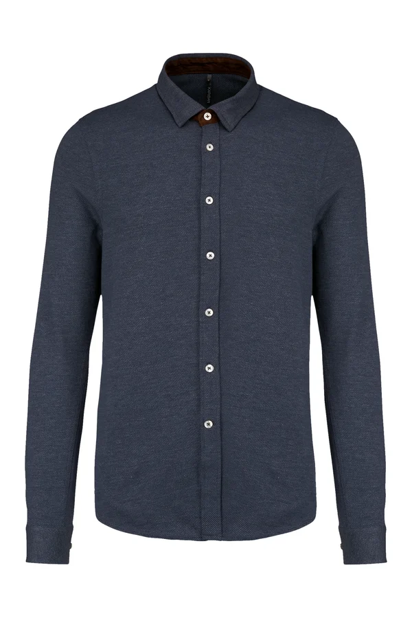 Jacquard Strickhemd langarm Jacquard blue