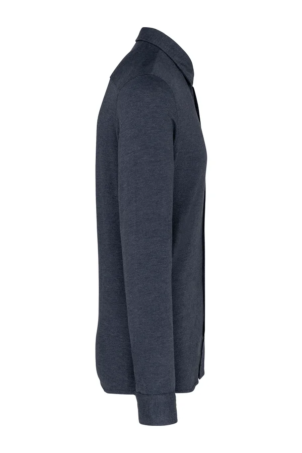 Jacquard Strickhemd langarm Jacquard blue