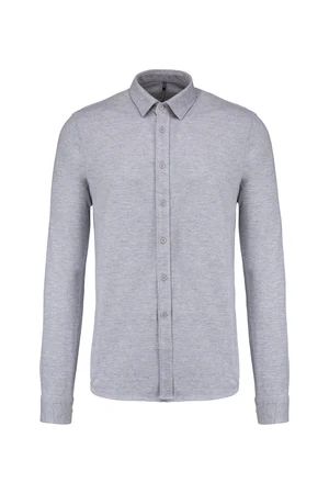 Langarmhemd aus Piqué Oxford Grey