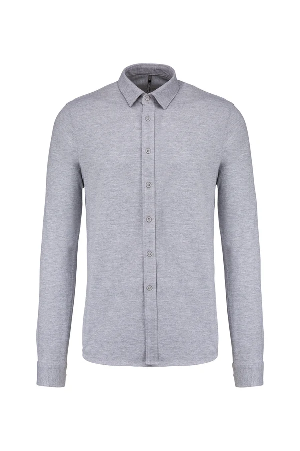 Langarmhemd aus Piqué Oxford Grey