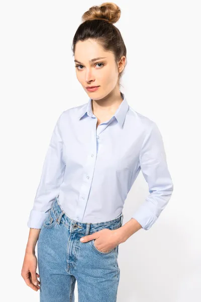 Langärmelige Popeline-Bluse