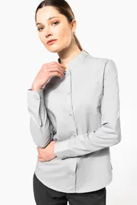 Damen hemdbluse mao-kragen langarm