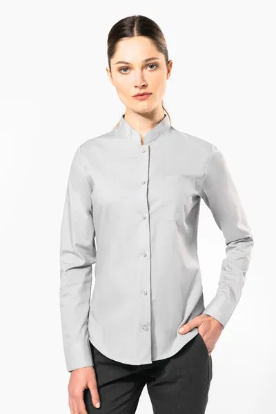 Damen hemdbluse mao-kragen langarm