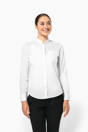 Damen hemdbluse mao-kragen langarm