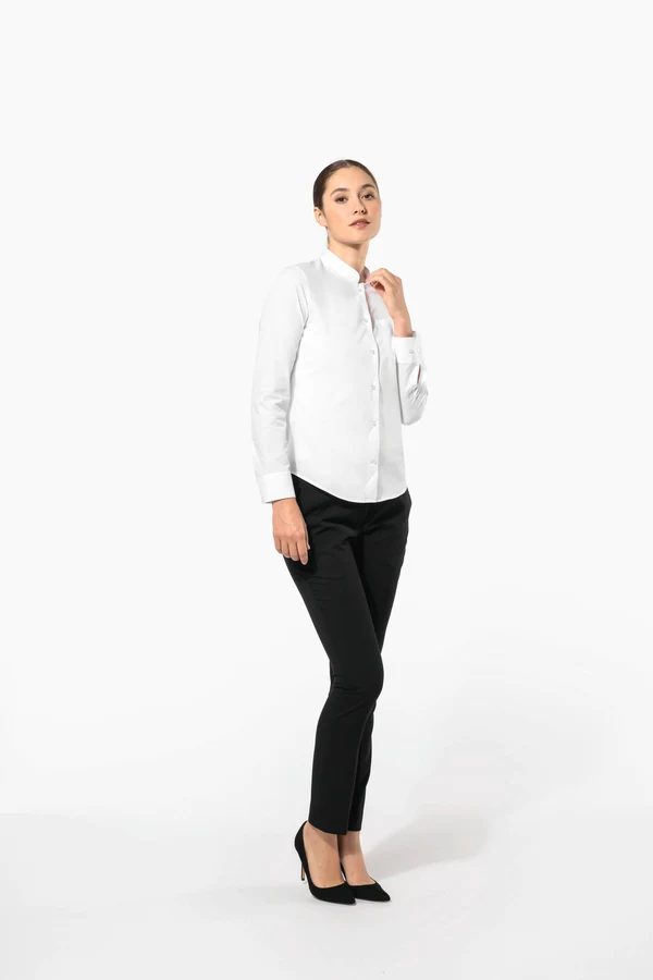 Damen hemdbluse mao-kragen langarm