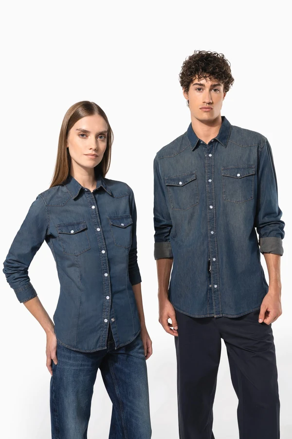 Damen denim-hemd langarm