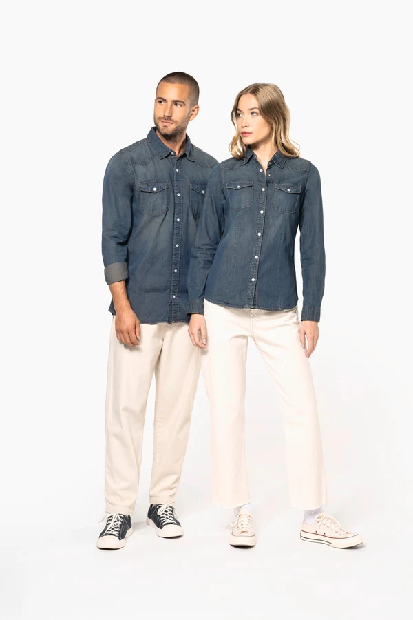 Damen denim-hemd langarm