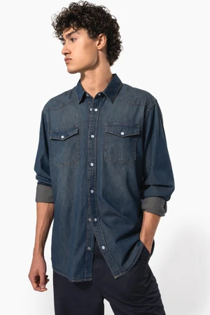 Herren denim-hemd langarm