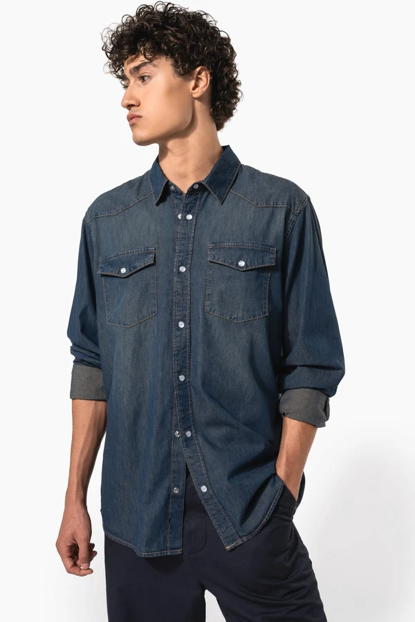 Herren denim-hemd langarm